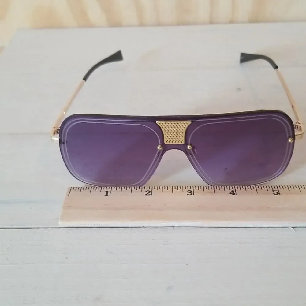 Hi Fashion Purple Sunglasses with Gold Accents Unisex